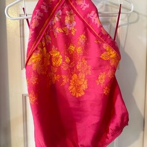 Women’s Free People Pink Halter Floral Satin Top